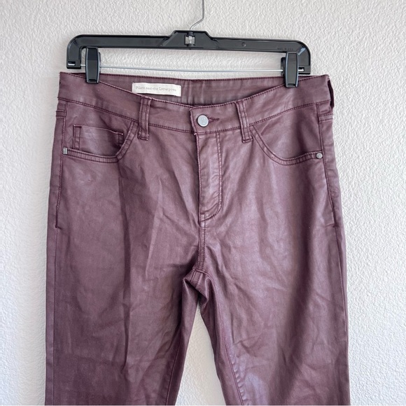 Anthro | Pilcro and the Letterpress Script Coated Lace Up Ankle Pants Wine - Picture 2 of 16